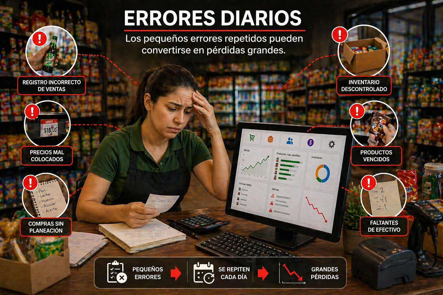 Errores diarios en tienda de abarrotes