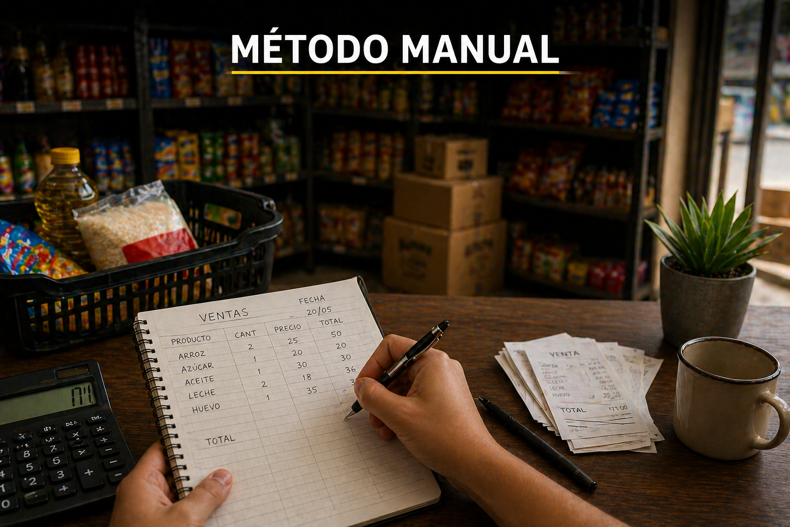 Método manual en tienda de abarrotes