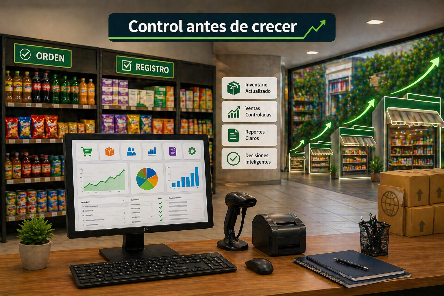 Control antes de crecer en tienda de abarrotes