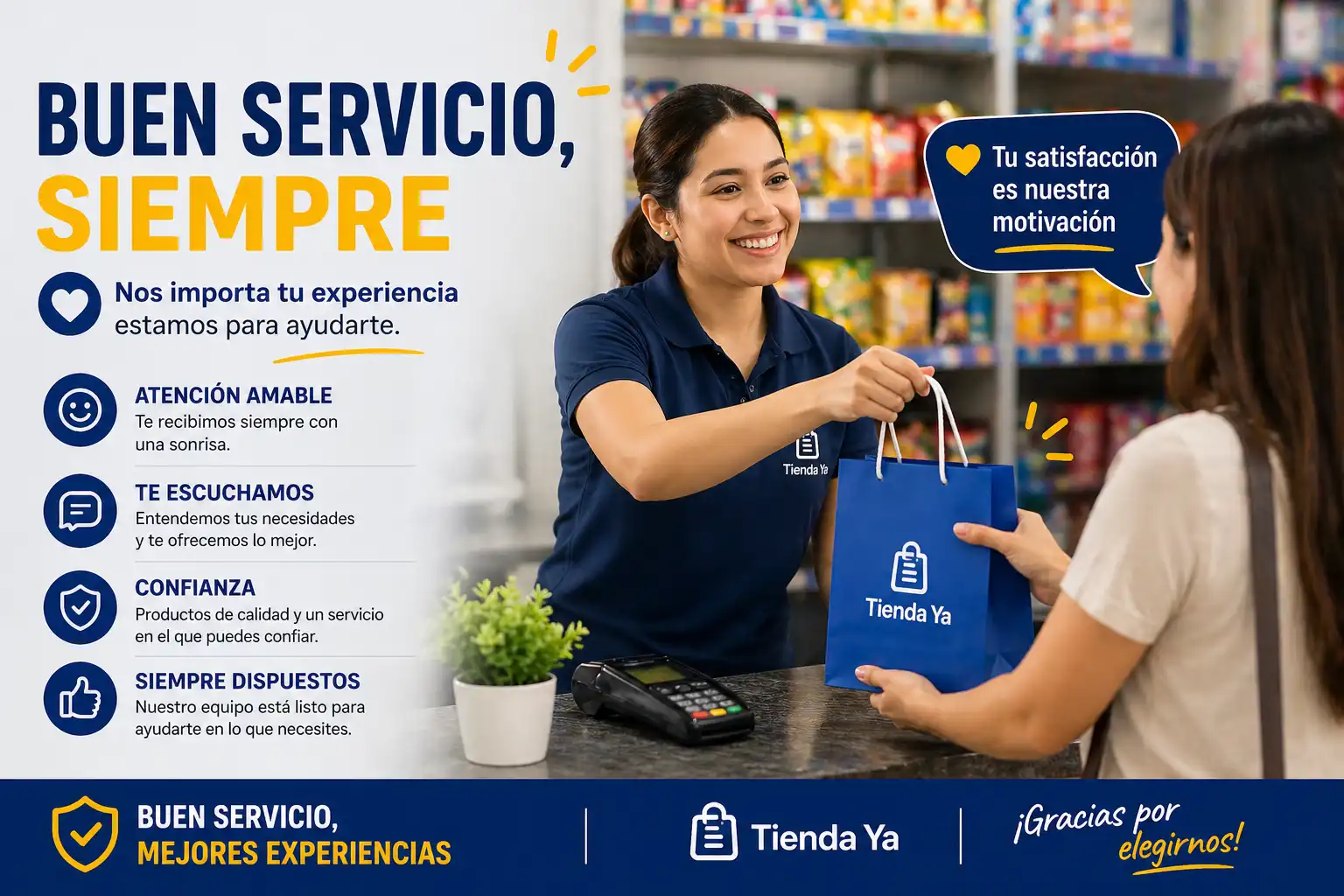 Buen servicio en tienda de abarrotes