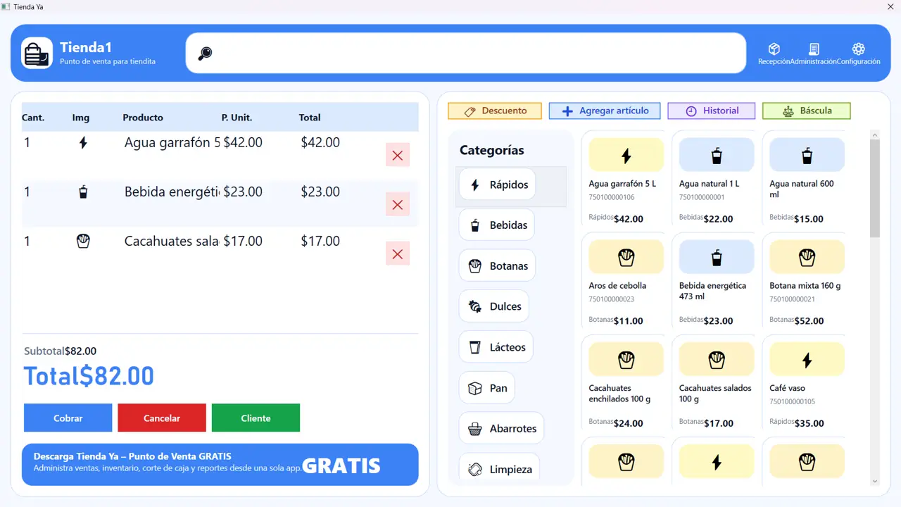 Sistema punto de venta Tienda Ya funcionando