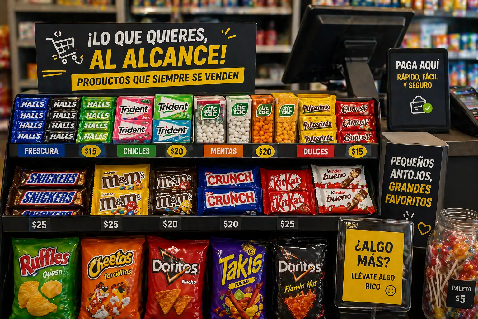 Zona de caja en tienda de abarrotes