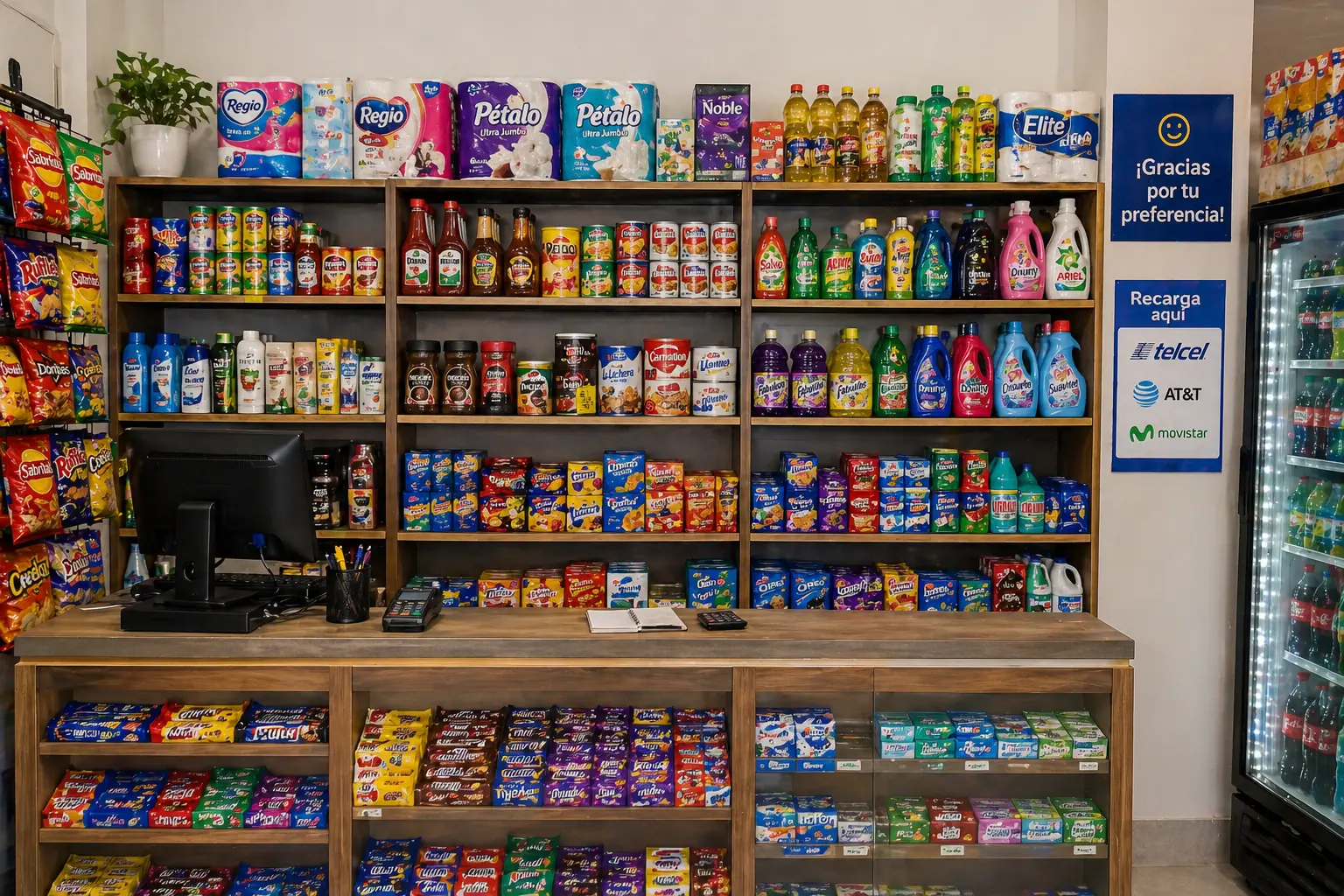 Categorías visibles en tienda de abarrotes